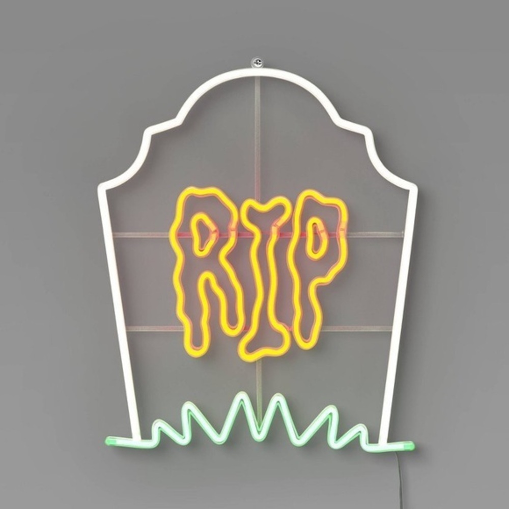 NIB. HYDE & EEK! Neon Tomstone RIP Wall Decor